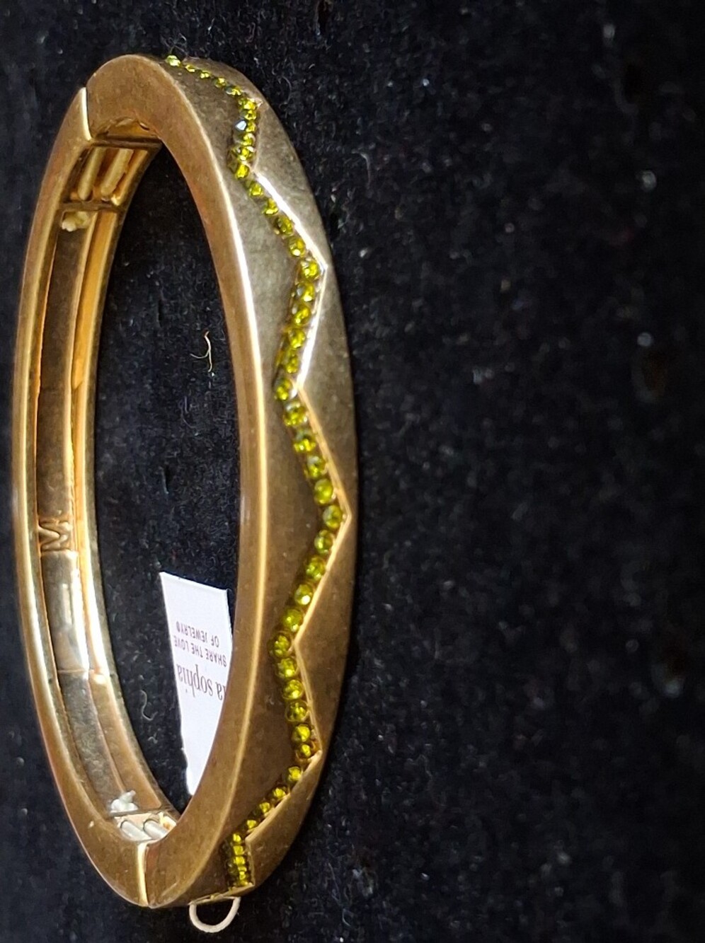Lia Sophia Gold-Tone Bangle Bracelet with Lime Green Crystal Accents Size Medium